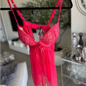 Victoria's Secret Red Lace Babydoll Top Size 36D